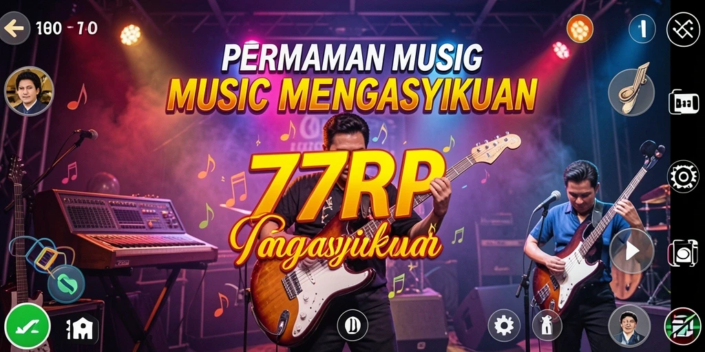 Screenshot gameplay 77RP menampilkan momen seru saat bermain musik.