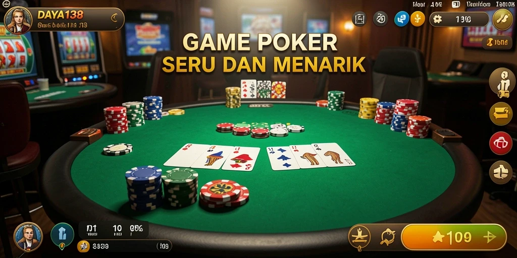Tangkapan layar DAYA138 menunjukkan aksi seru dalam permainan Poker.