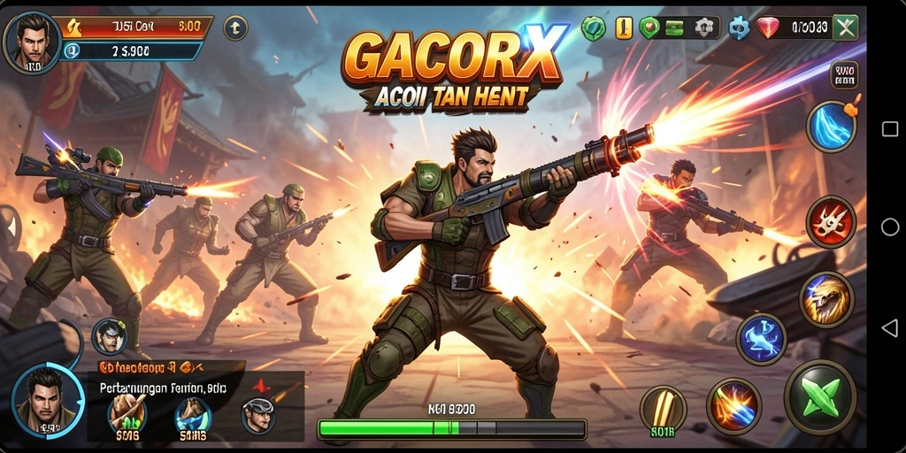 Tampilan aksi mendebarkan dari gameplay GACORX.
