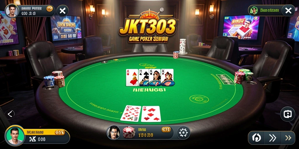 Screenshot gameplay JKT303 yang menunjukkan keseruan permainan poker.