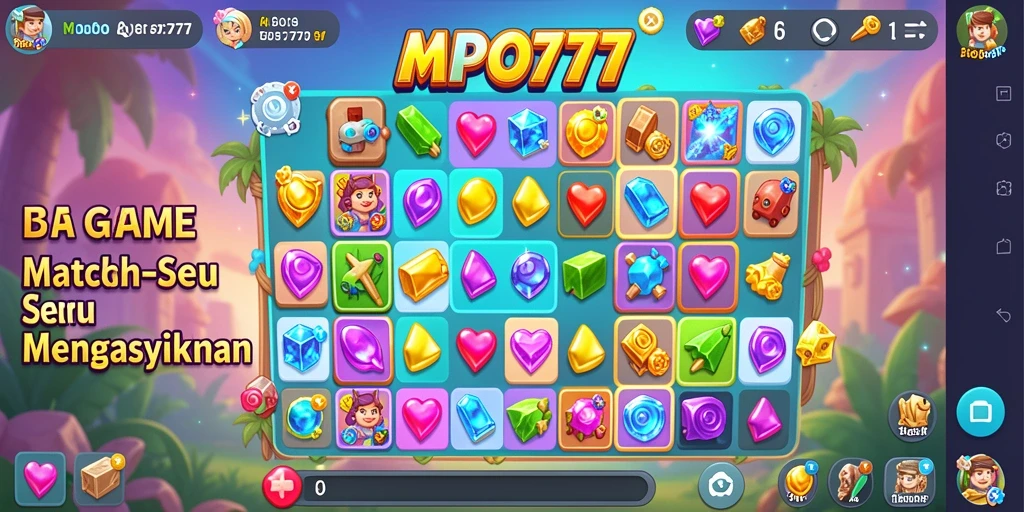 Screenshot MPO777 yang menampilkan gameplay Match-3 yang seru.