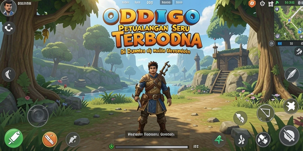 Screenshot ODDIGO menampilkan aksi petualangan seru di dunia terbuka.