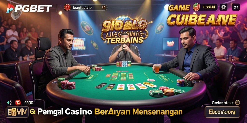 Tampilan screenshot PGBET yang menunjukkan dealer live dalam permainan kasino.