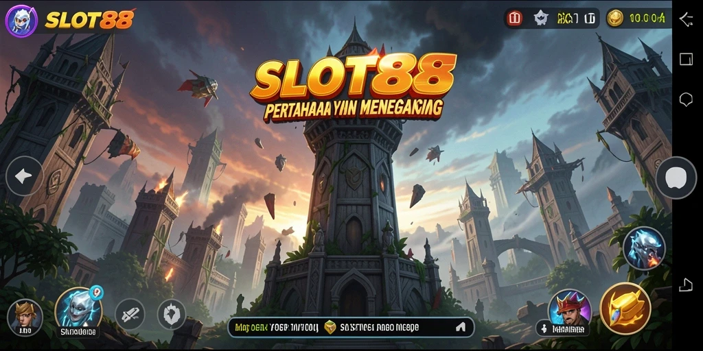 Tampilan gameplay SLOT88 dengan aksi menara pertahanan yang seru.